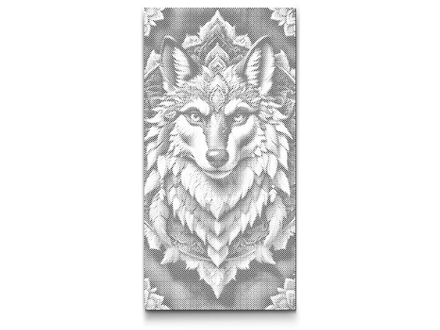 Dot Painting Wolf Mandala – Punktmalerei Motiv mit Wolfskopf im Mandala-Stil