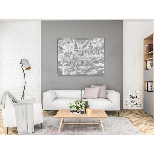 Harry Potter™ HOGWARTS™ mit hohen Türmen und Wolken – Punktmalerei Leinwand