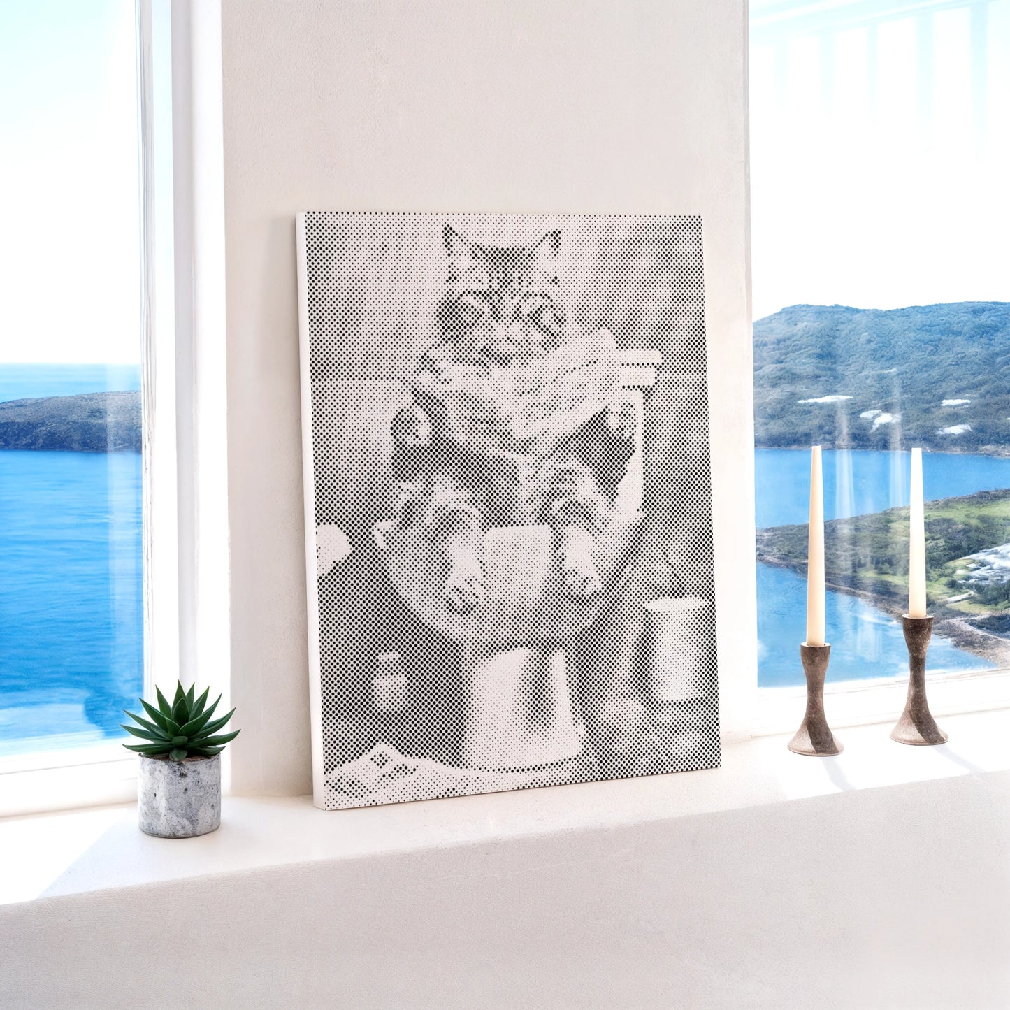 Katze auf der Toilette | Punktmalerei Set