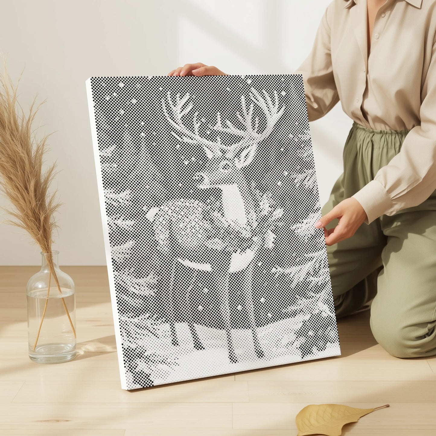 Reh im Winterwald | Punktmalerei Set