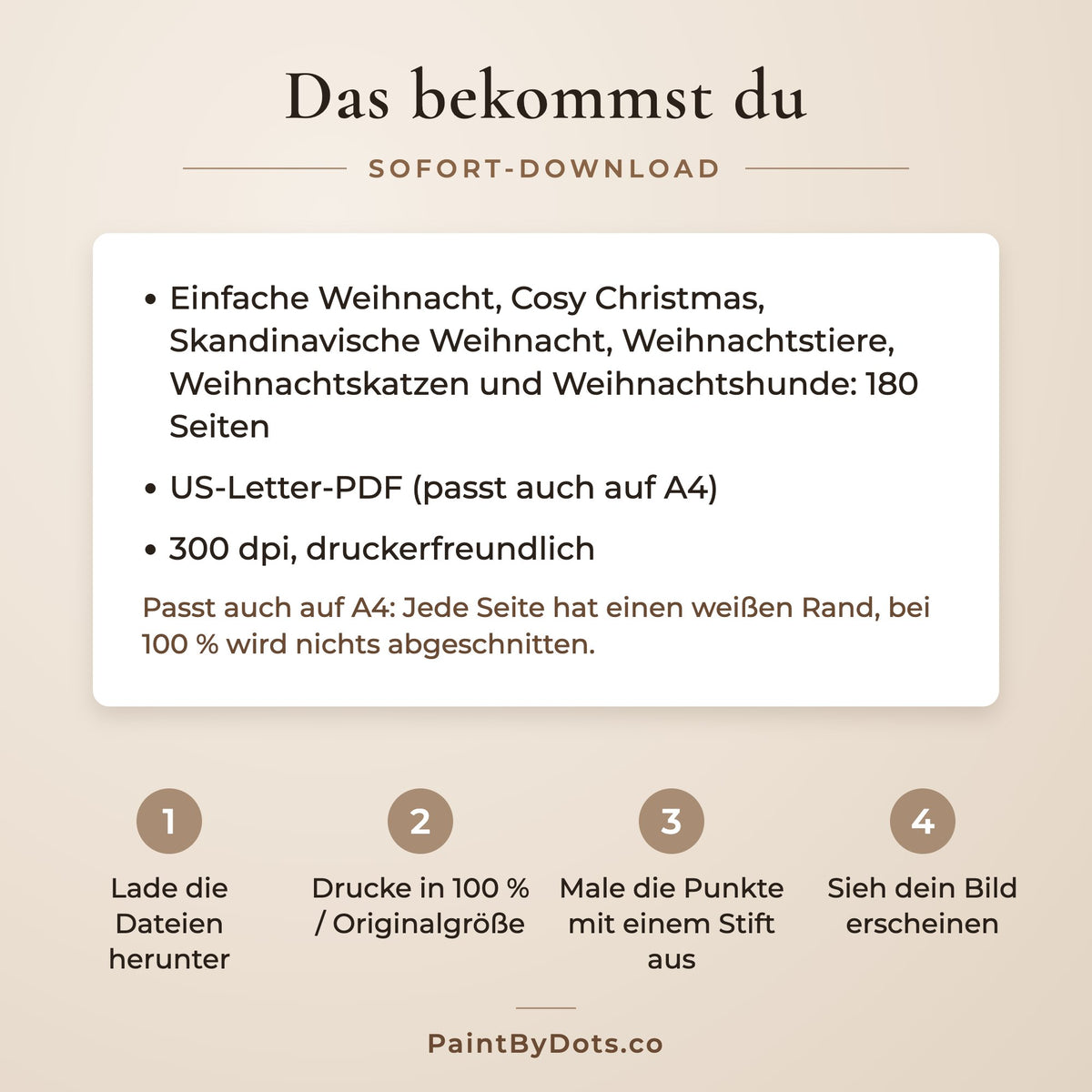 Download-Dateien im Komplette Weihnachtssammlung Punktmalerei-Bundle und so druckst du sie (dot painting)