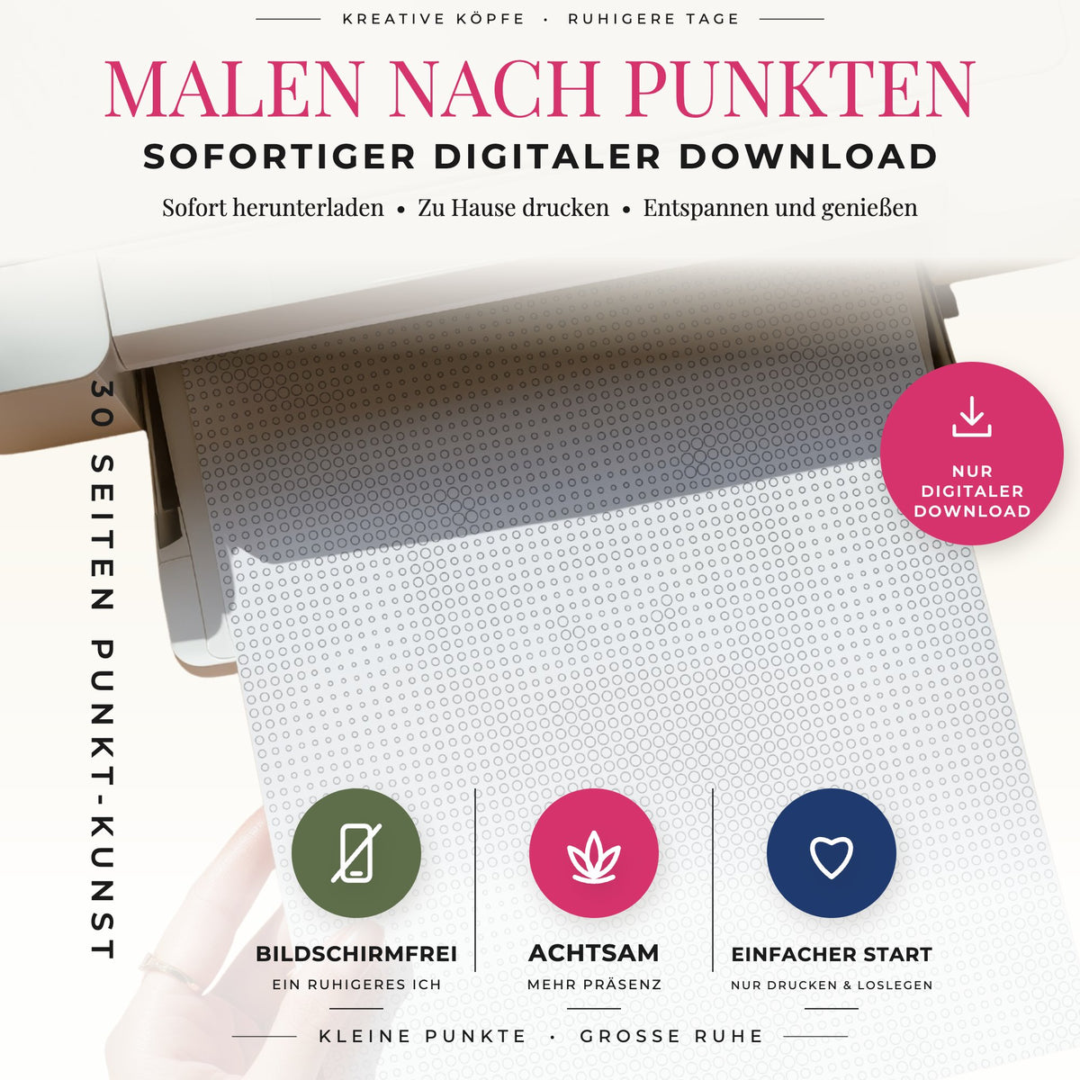 Druckbares Blumen Punktmalerei-Buch für A4- und US-Letter-Seiten