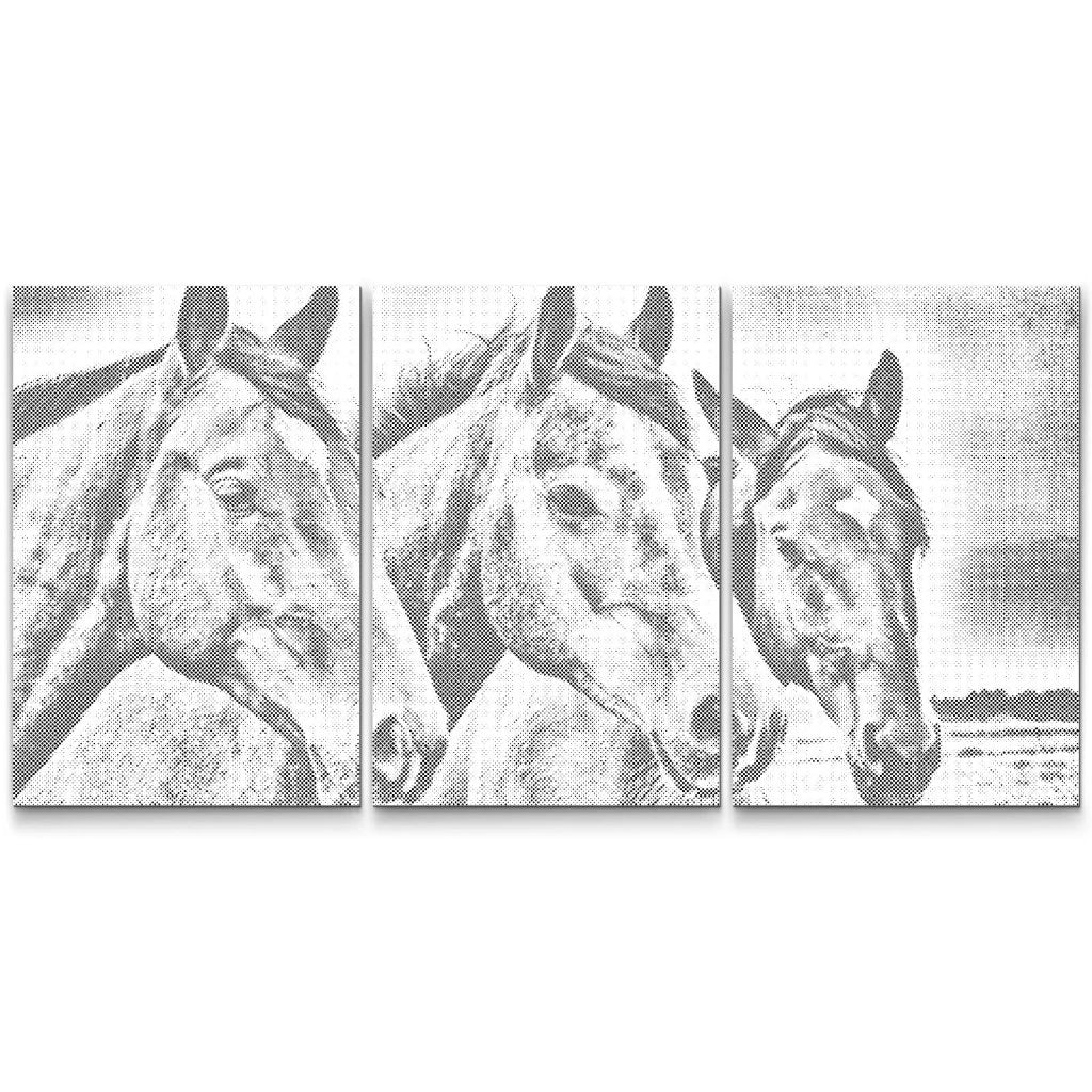 Pferdefreunde | Dreiteiliges Dot Painting
