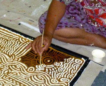 Dot painting is a technique where images, patterns and surfaces are created through many individual dots. Dots can form lines, paths, circles, shading and structure. Close up, you see the marks. From a distance, the full image begins to appear.