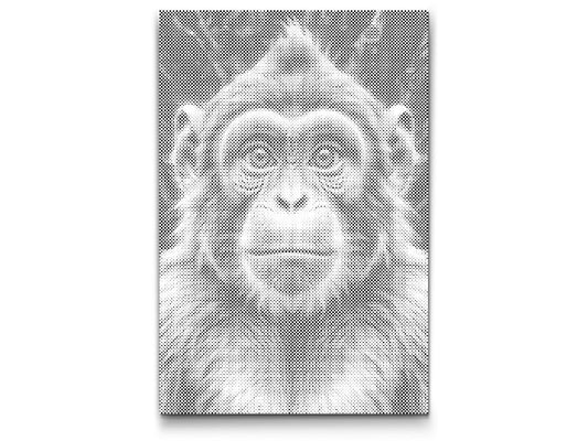 Dot Painting Affe – Punktmalerei Tiermotiv mit exotischem Affenporträt
