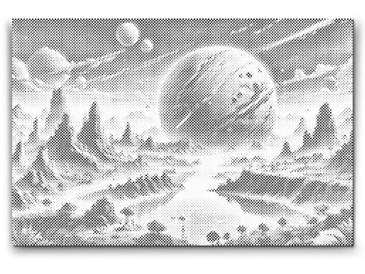 Dot Painting Abstrakter Planet im Universum – Punktmalerei mit farbenreichem Weltraum-Motiv