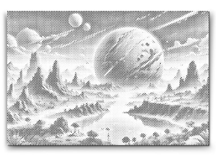 Dot Painting Abstrakter Planet im Universum – Punktmalerei mit farbenreichem Weltraum-Motiv