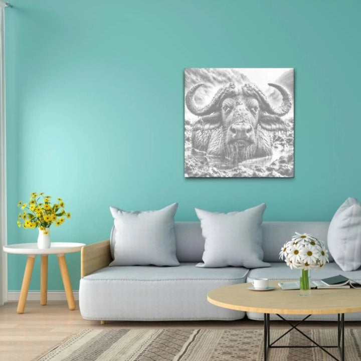 Wasserbüffel | Punktmalerei Set als fertiges Punktmalerei Kunstwerk