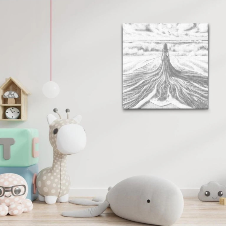 Zwischen Himmel und Meer | Punktmalerei Set als fertiges Punktmalerei Kunstwerk