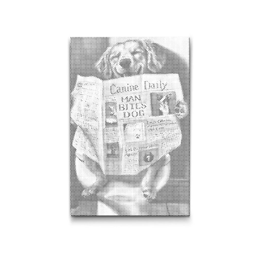 Dot Painting: Hund liest Zeitung auf der Toilette – Badezimmermotiv