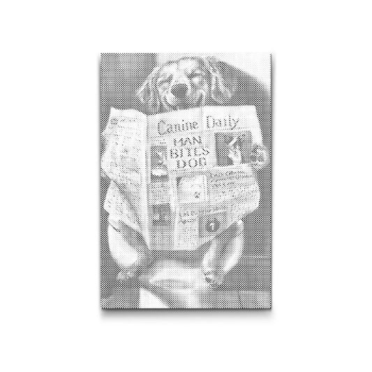 Dot Painting: Hund liest Zeitung auf der Toilette – Badezimmermotiv