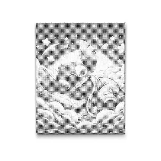 Stitch™ schlafend auf Wolken – lizenziertes Dot Painting
