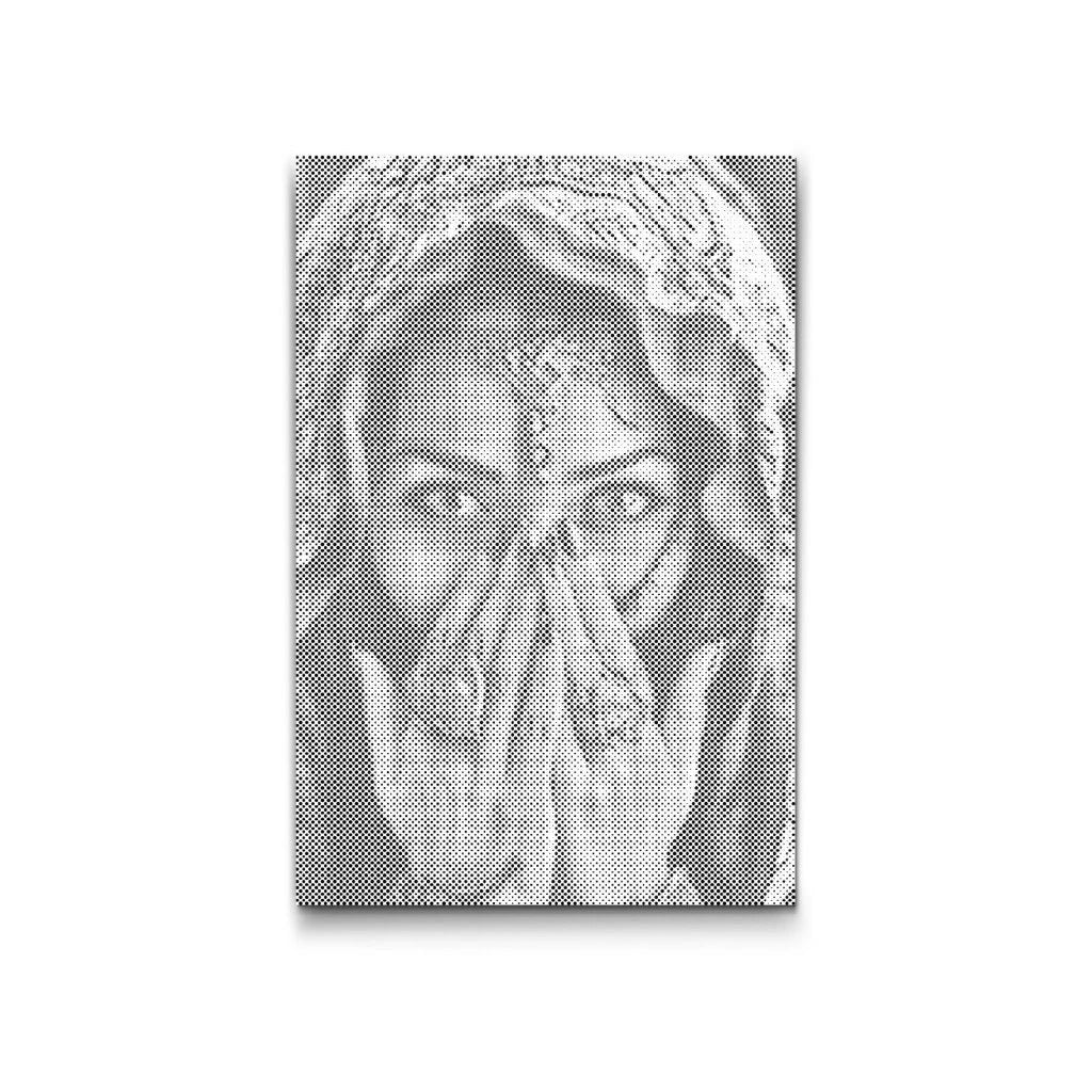 Dot Painting Porträt: Frau mit Schleier, Hände vor dem Gesicht, Schmuckdetails