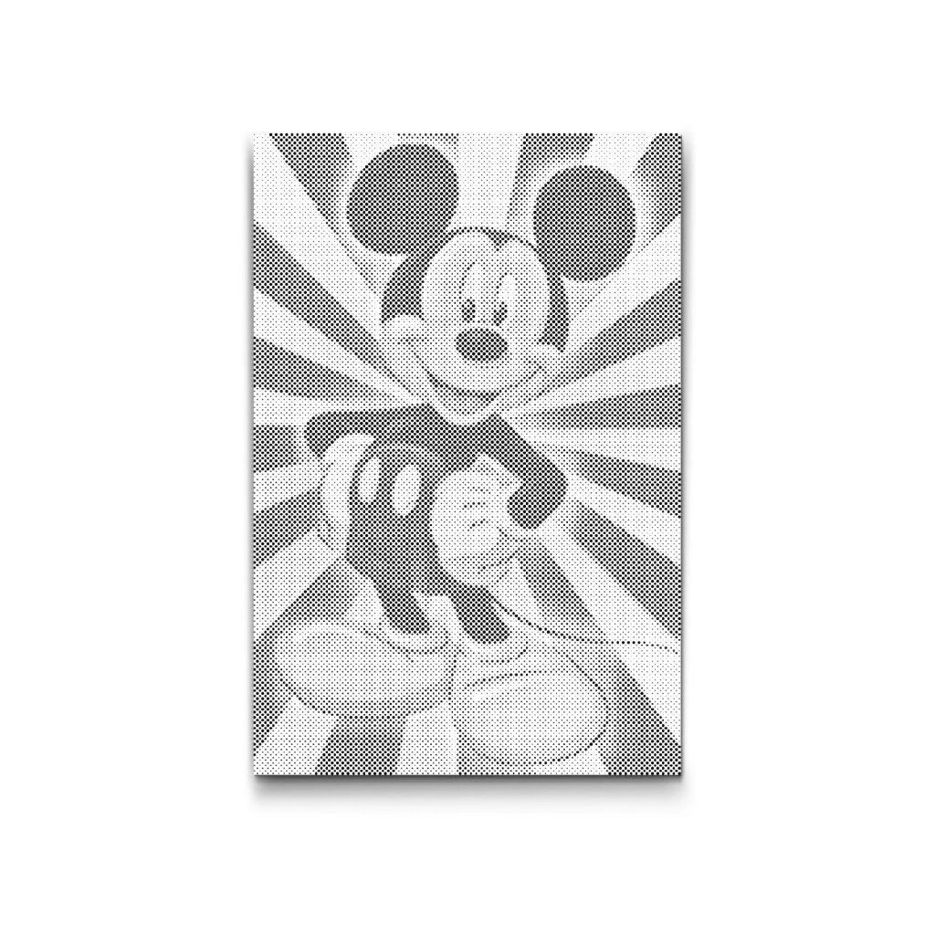 MICKY MAUS™ Dot Painting – klassische Pose mit Strahlen-Hintergrund