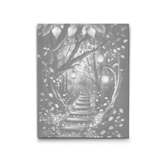 Dot Painting: Treppenpfad durch leuchtenden Wald – Bokeh-Lichter