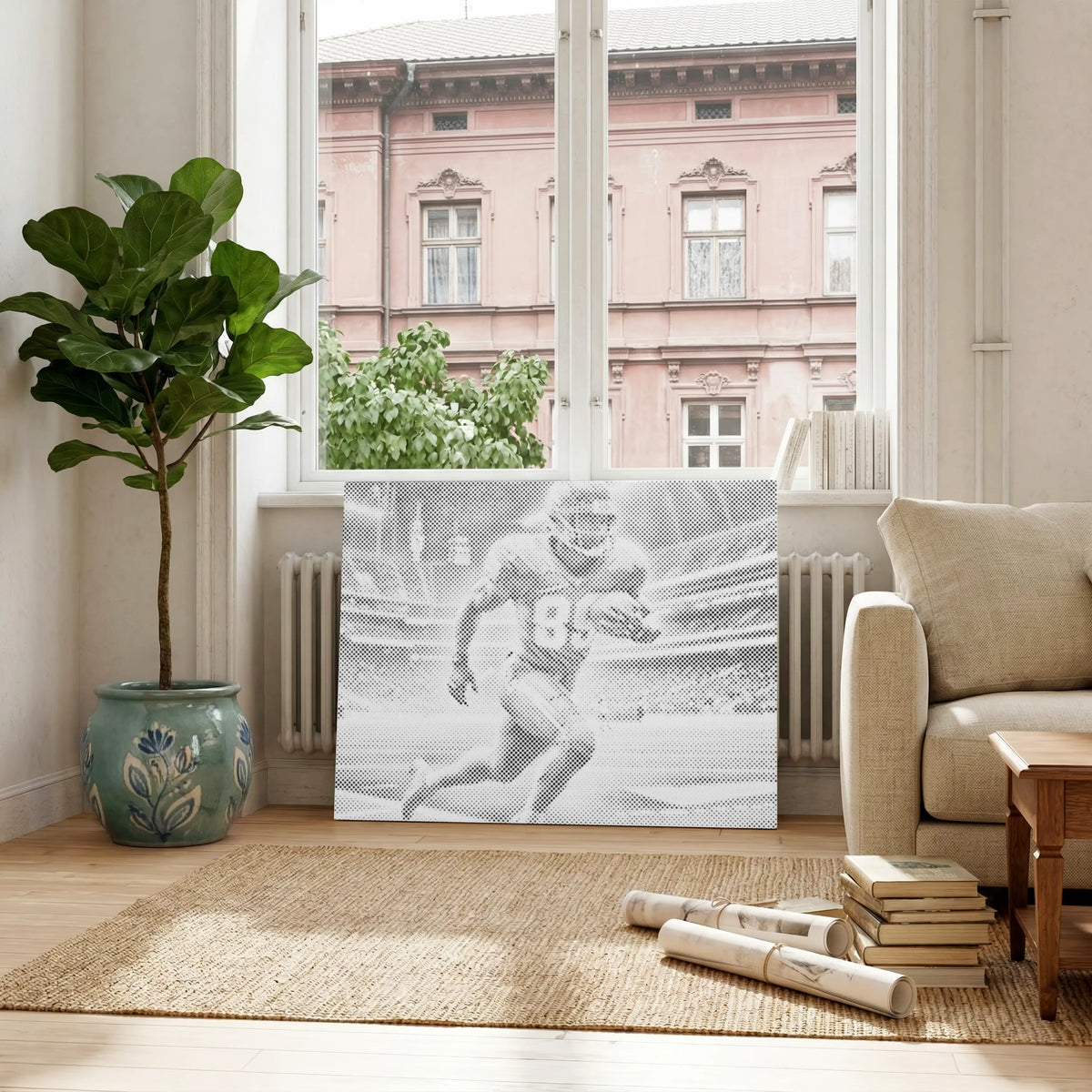 Amerikanischer Fußball | Punktmalerei Set als fertiges Punktmalerei Kunstwerk