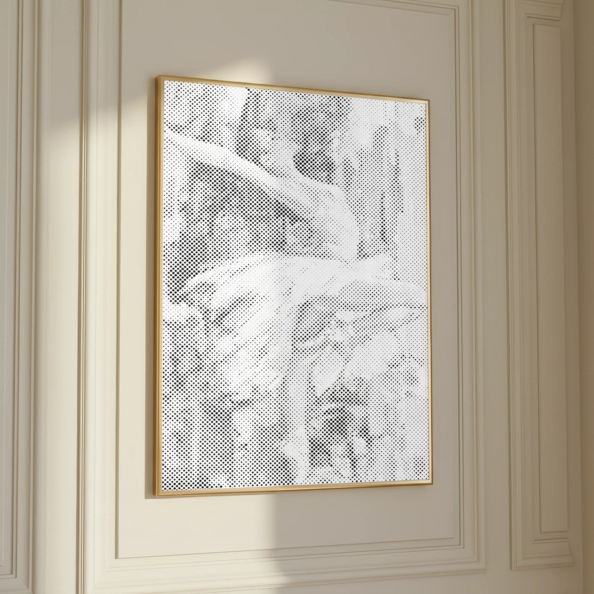 Framed artwork on a wall with a neutral background Ballerina in Motion | Dot Painting Kit