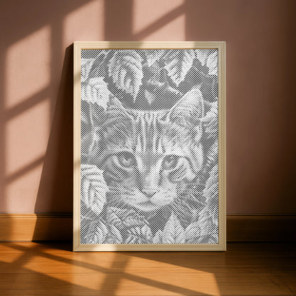 Katze im Blätterspiel | Punktmalerei Set