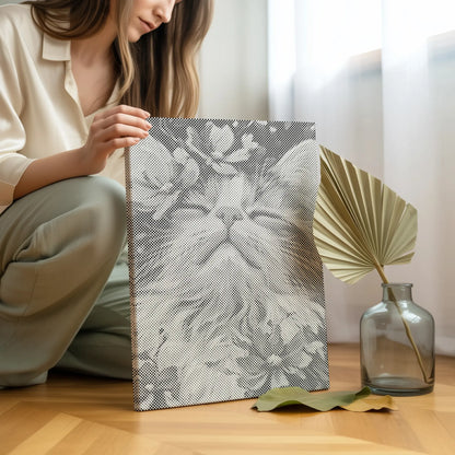 Katzen mit Blumen Wandbild | Punktmalerei Set