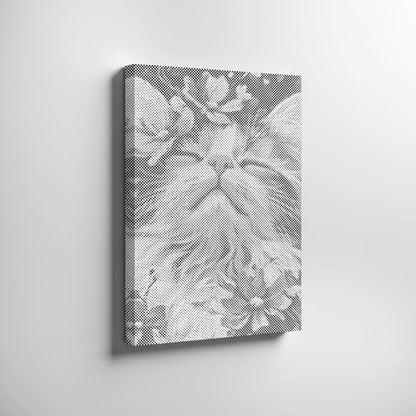 Katzen mit Blumen Wandbild | Punktmalerei Set