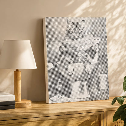 Katze auf der Toilette | Punktmalerei Set