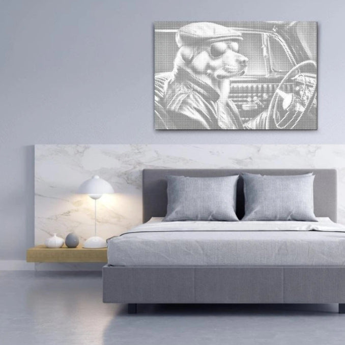 Cooler Hund | Punktmalerei Set als fertiges Punktmalerei Kunstwerk