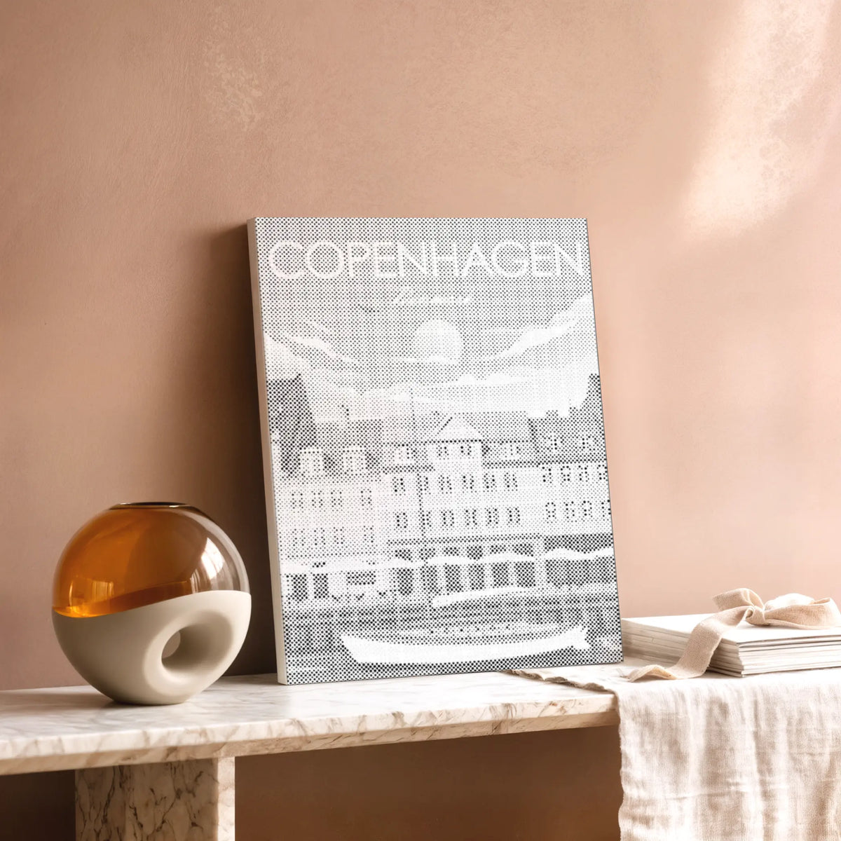 Kopenhagen Nyhavn | Punktmalerei Set als fertiges Punktmalerei Kunstwerk