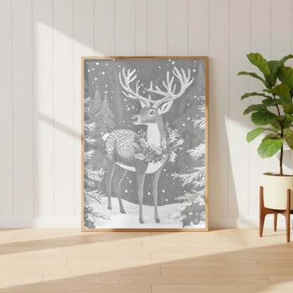 Reh im Winterwald | Punktmalerei Set