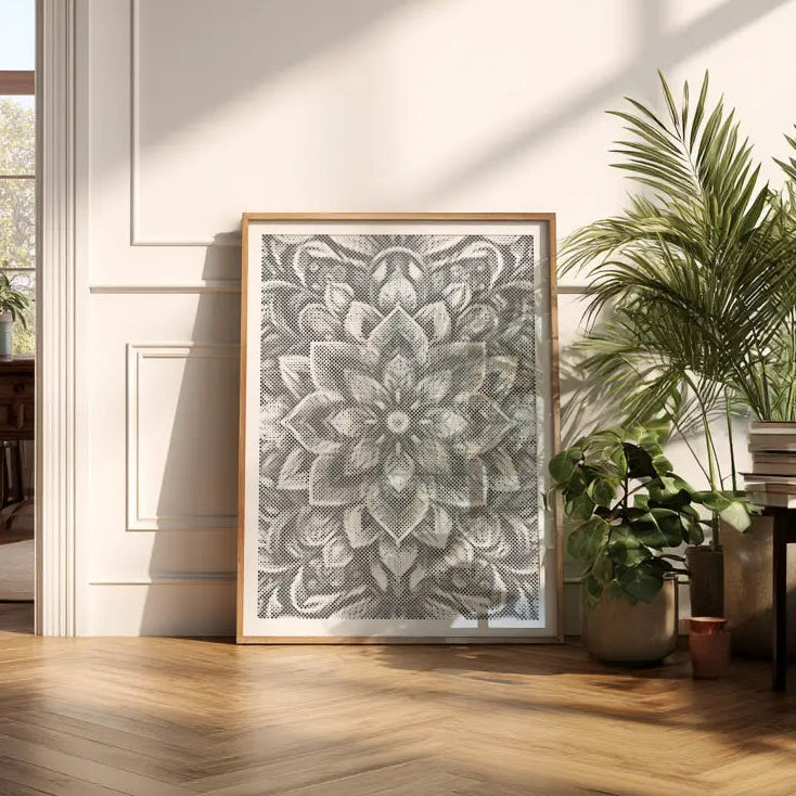 Florales Mandala | Punktmalerei Set als fertiges Punktmalerei Kunstwerk