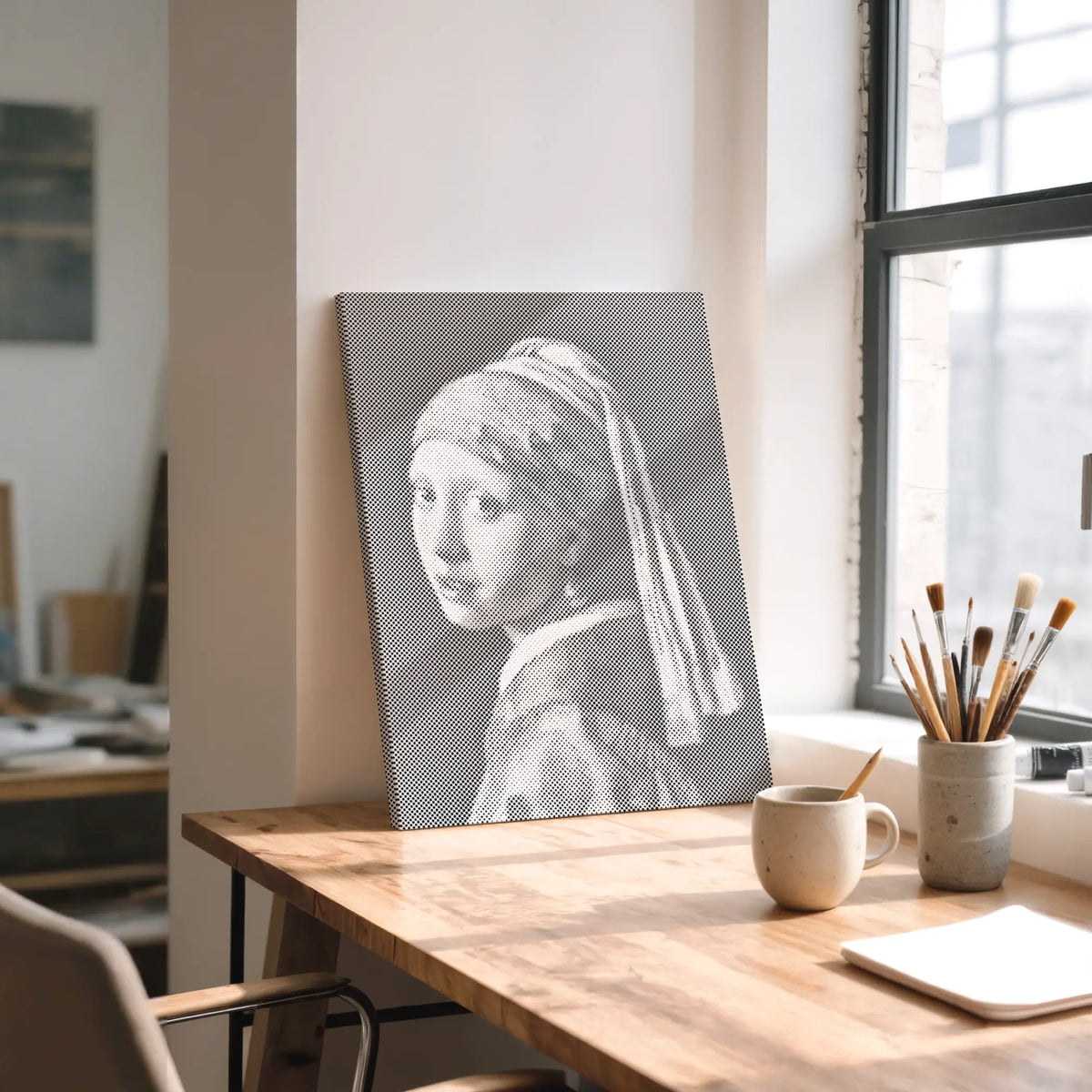 Mädchen mit dem Perlenohrring | Punktmalerei Set als fertiges Punktmalerei Kunstwerk