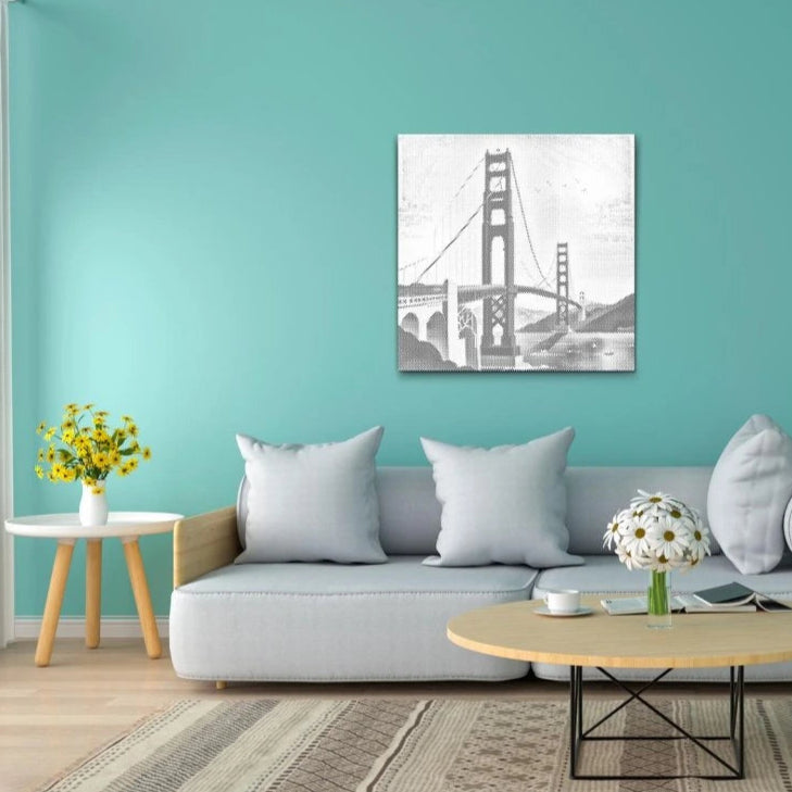 Golden Gate Bridge | Punktmalerei Set als fertiges Punktmalerei Kunstwerk