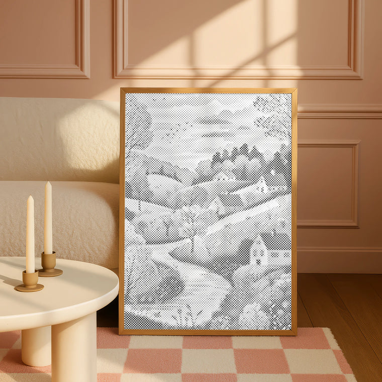 Idyllische Landschaft mit Häusern | Punktmalerei Set