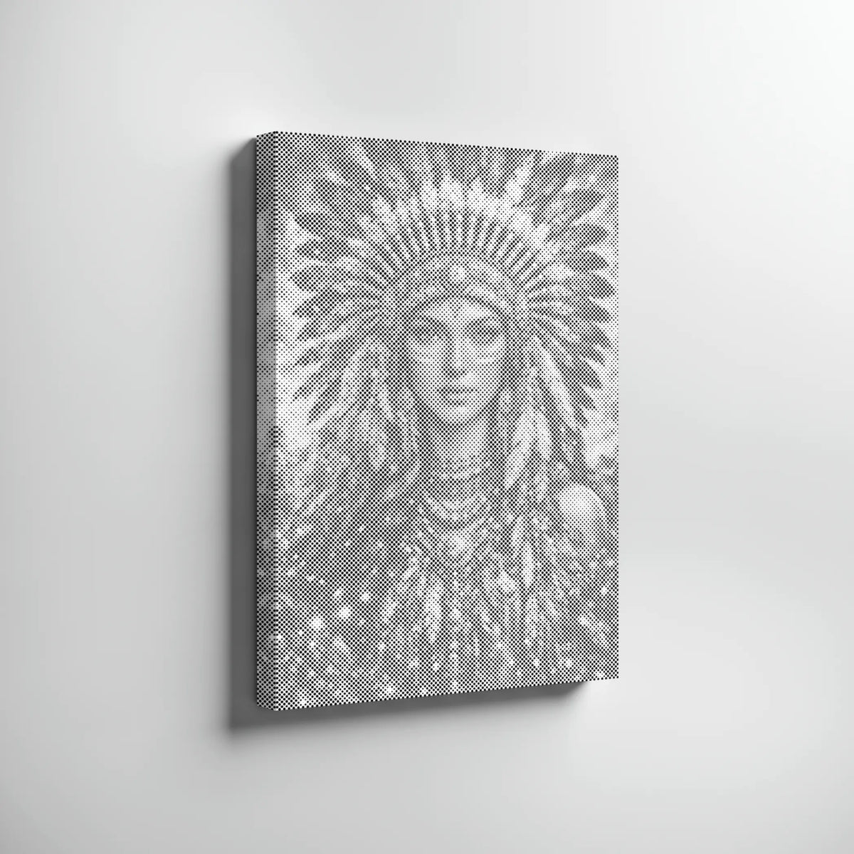 Indianer Frau mit Kopfschmuck | Punktmalerei Set als fertiges Punktmalerei Kunstwerk