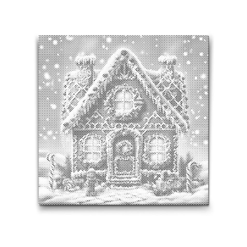 Lebkuchenhaus im Schnee | Punktmalerei Set als fertiges Punktmalerei Kunstwerk