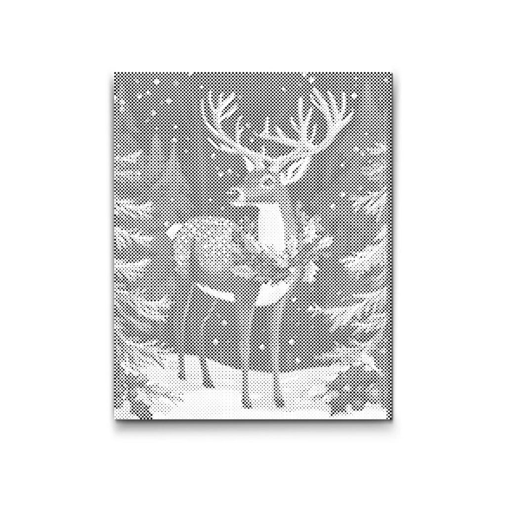 punktmalerei reh im winterwald vorlage