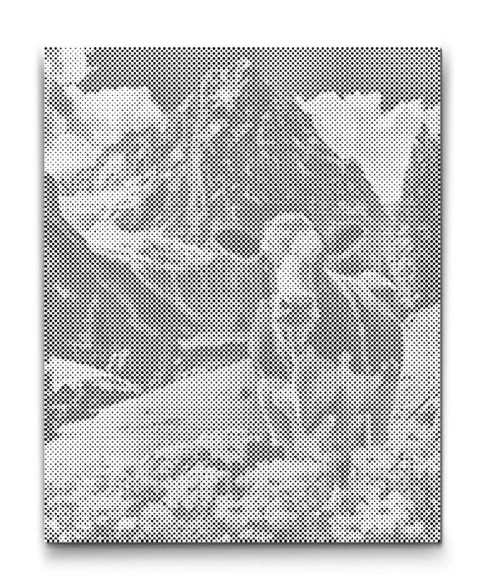 Kuh auf einer Wiese als moderne Dot Art Wandkunst in Punkttechnik