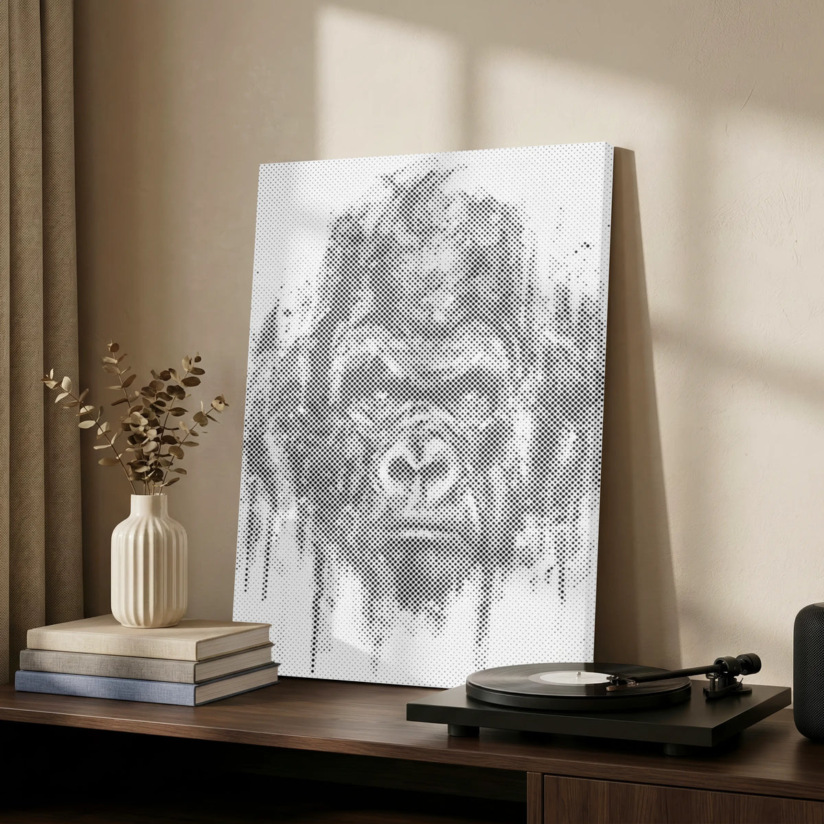 Wilder Blick Gorilla | Punktmalerei Set als fertiges Punktmalerei Kunstwerk