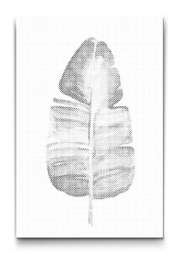 minimalistisches dot painting mit banane in schwarz weiss als moderne wandkunst