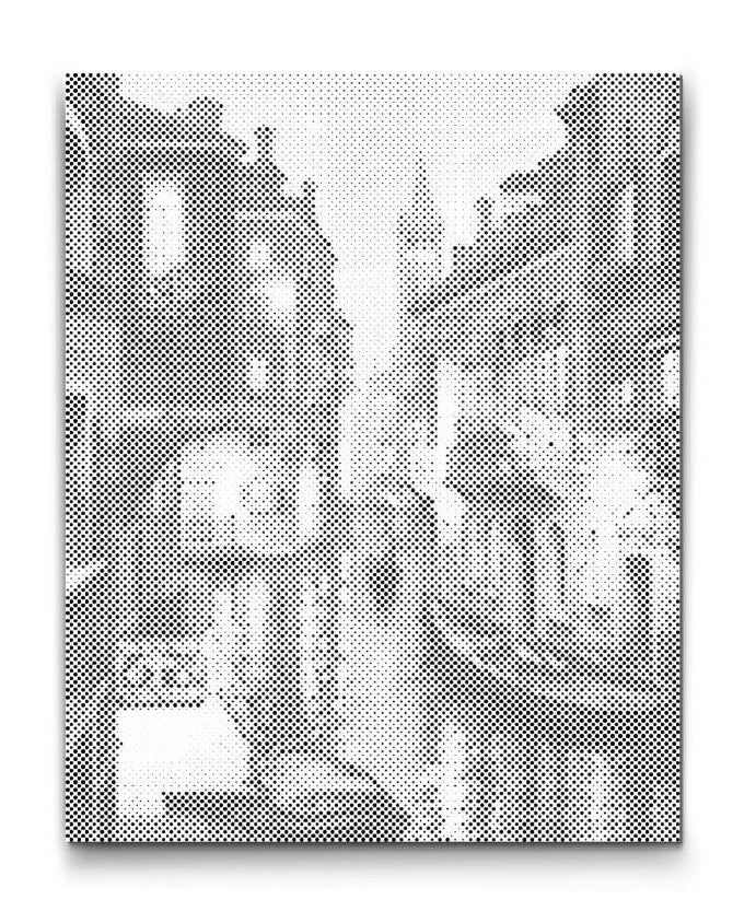 Dot Painting von Venedig bei Nacht – romantische Stadtansicht mit Wasser, Licht und Architektur