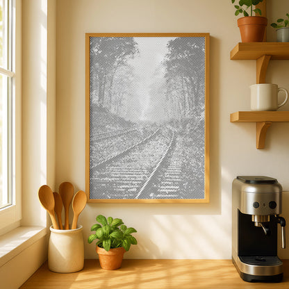 Gleise im Nebel – Wald | Punktmalerei Set
