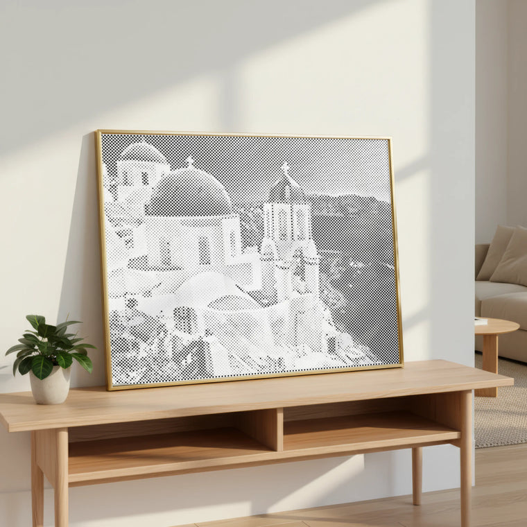 Santorini Kuppeln am Meer | Punktmalerei Set