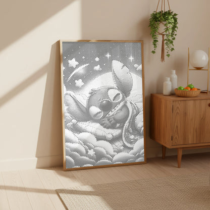 Stitch schläft auf Wolken | Punktmalerei Set
