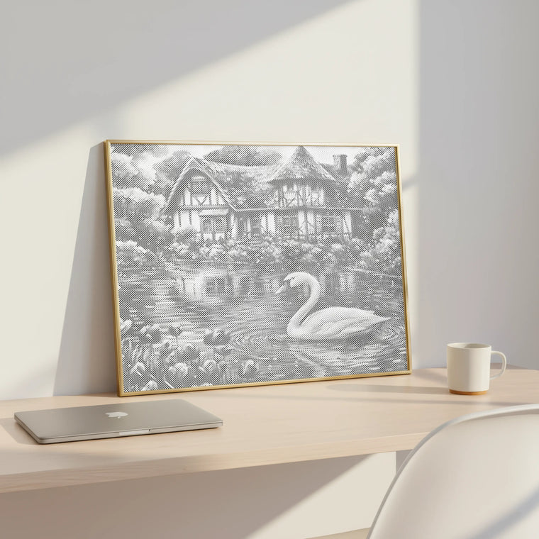 Schwan am See – Punktmalerei
