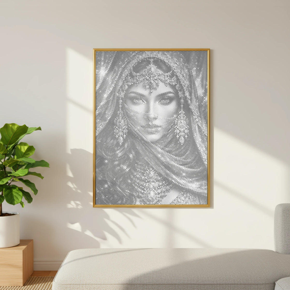 Schleier aus Gold Orientalisches Porträt | Punktmalerei Set als fertiges Punktmalerei Kunstwerk