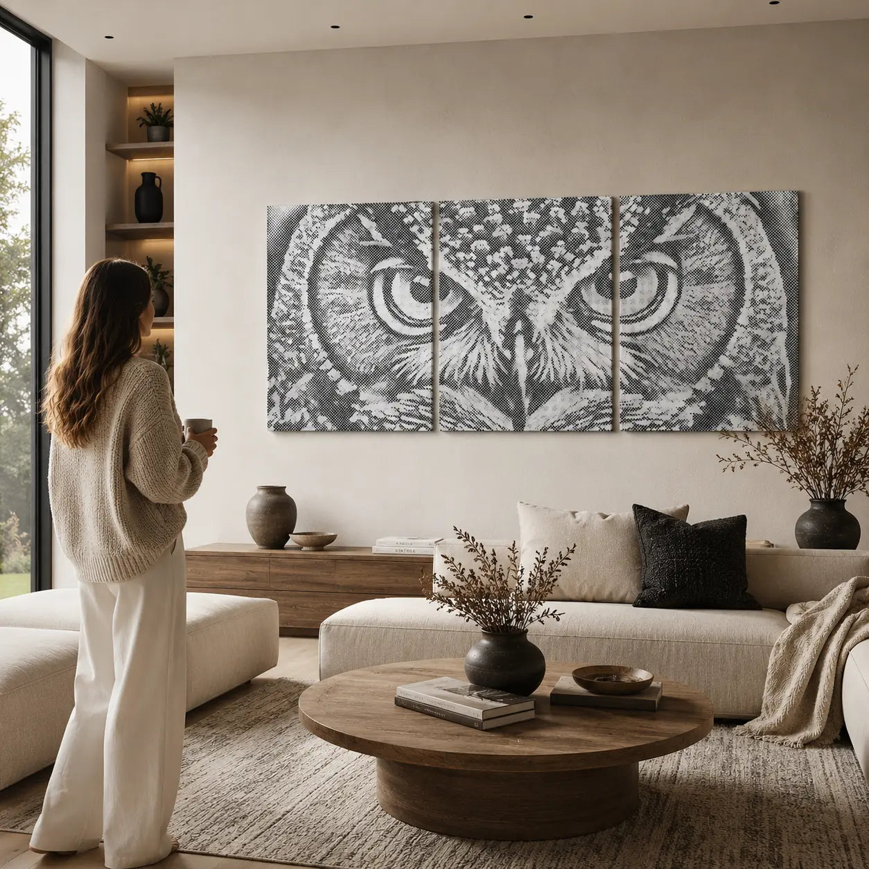 Fertiges Paint By Dots Kunstwerk in einem ruhigen Zuhause