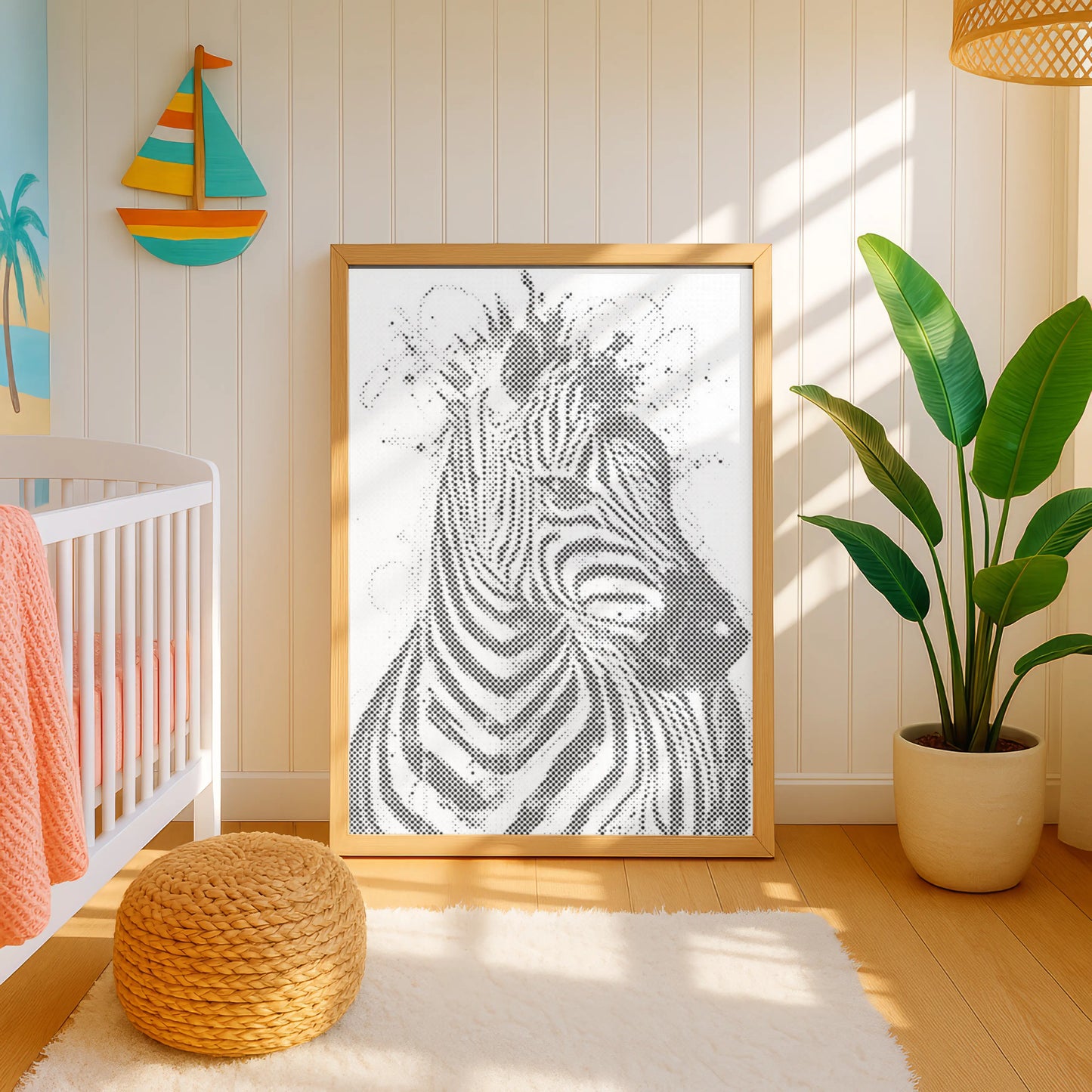 Zebra Wandbild Modern | Punktmalerei Set