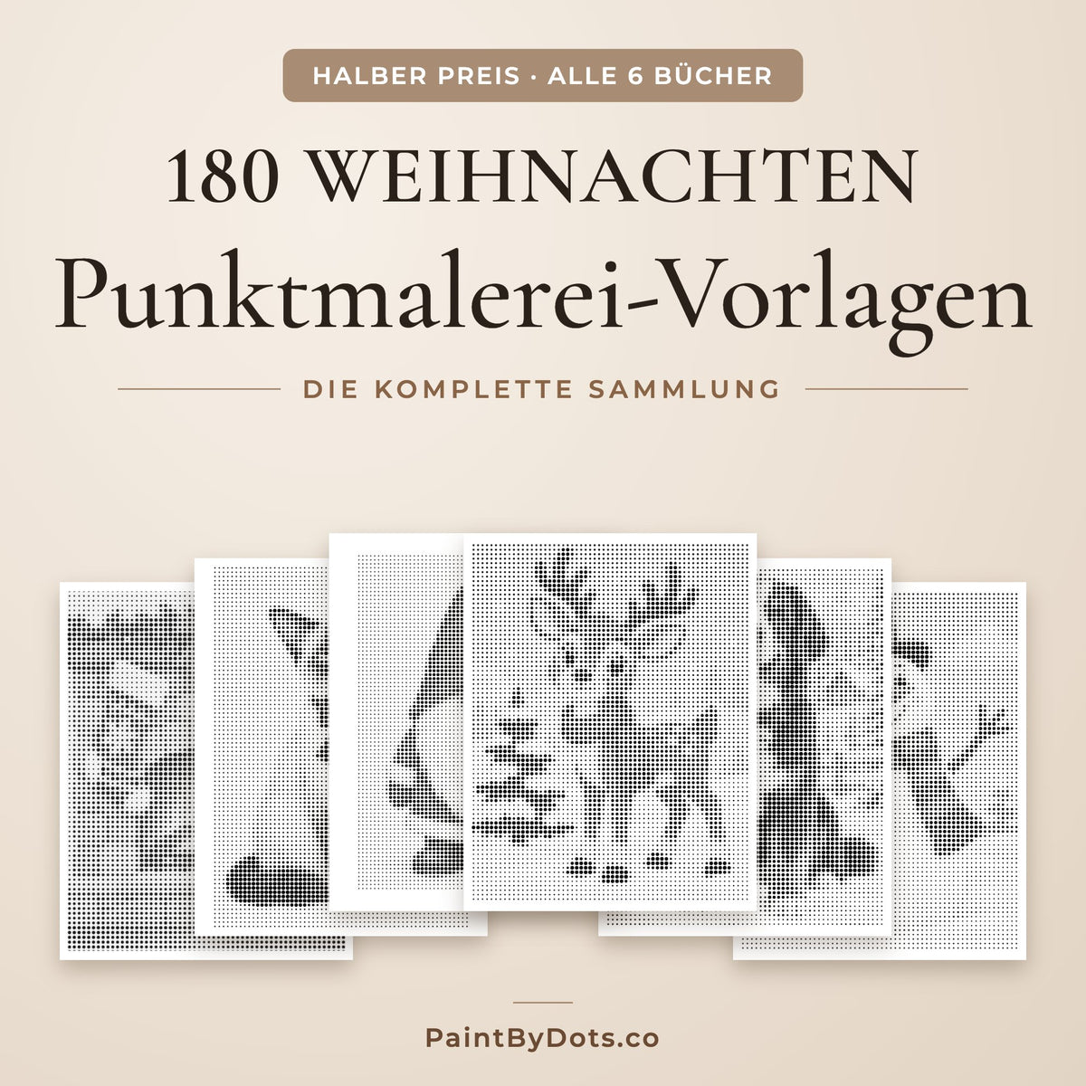 Komplette Weihnachtssammlung Punktmalerei-Bundle mit 180 druckbaren Seiten aus 6 Büchern