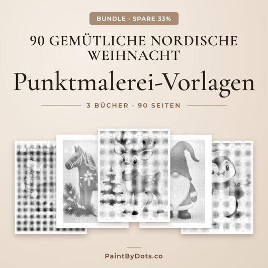 Gemütliche nordische Weihnacht Punktmalerei-Bundle mit 90 druckbaren Seiten aus 3 Büchern
