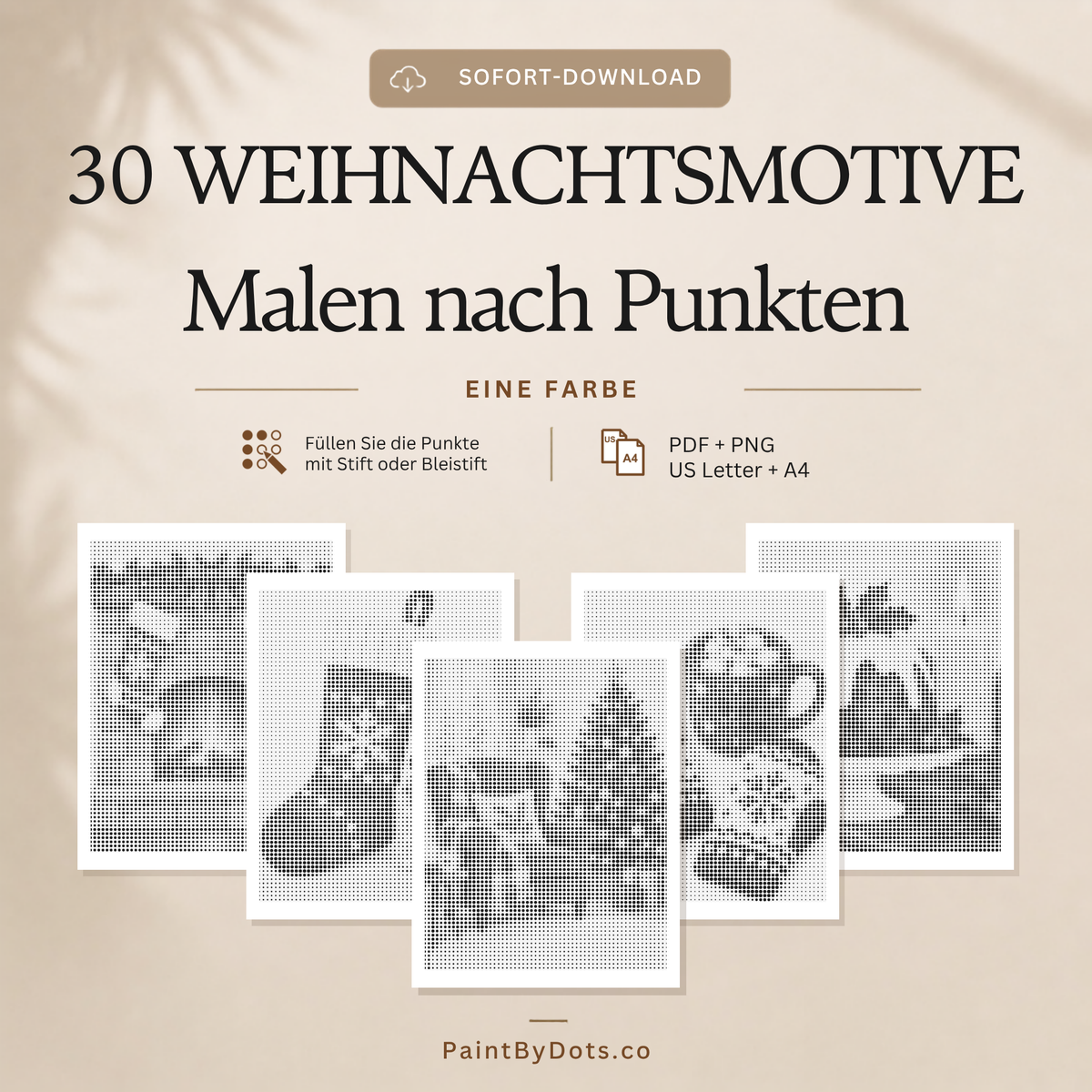 Cosy Christmas Punktmalerei als digitaler Download mit 30 druckbaren Weihnachtsseiten