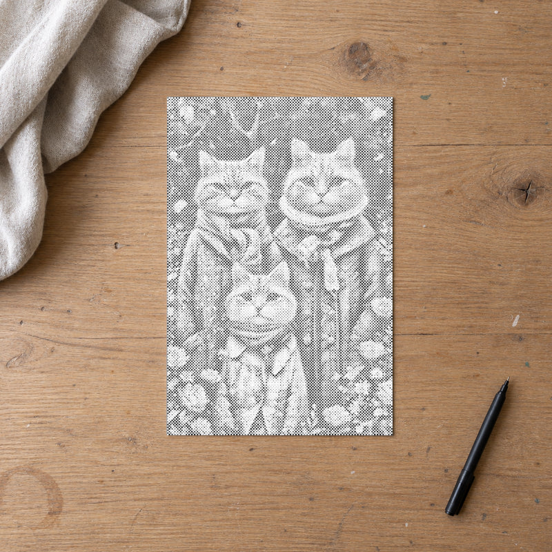 Katzenfamilie | Punktmalerei Set als fertiges Punktmalerei Kunstwerk